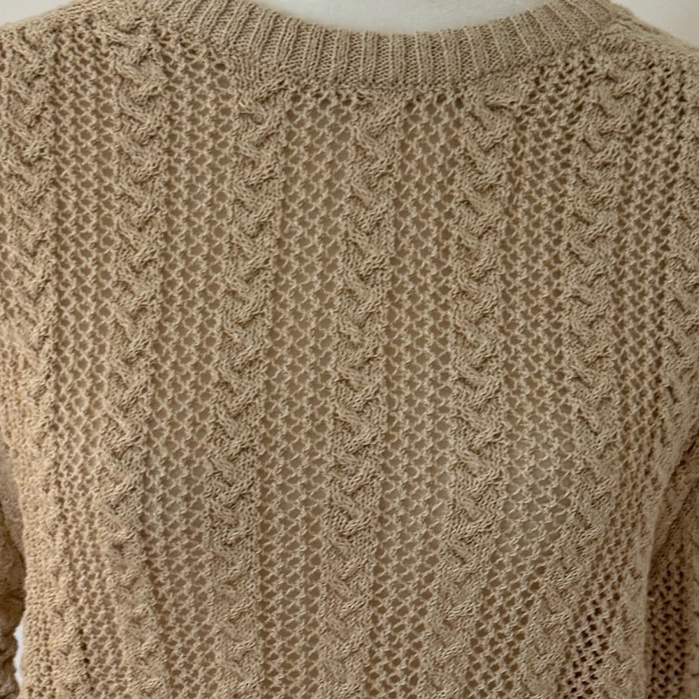 Zara Classic Tan Cable Knit Sweater Size Large - Picture 8 of 10
